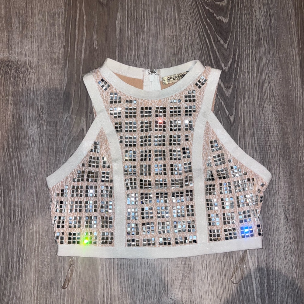 White rhinestone crop top